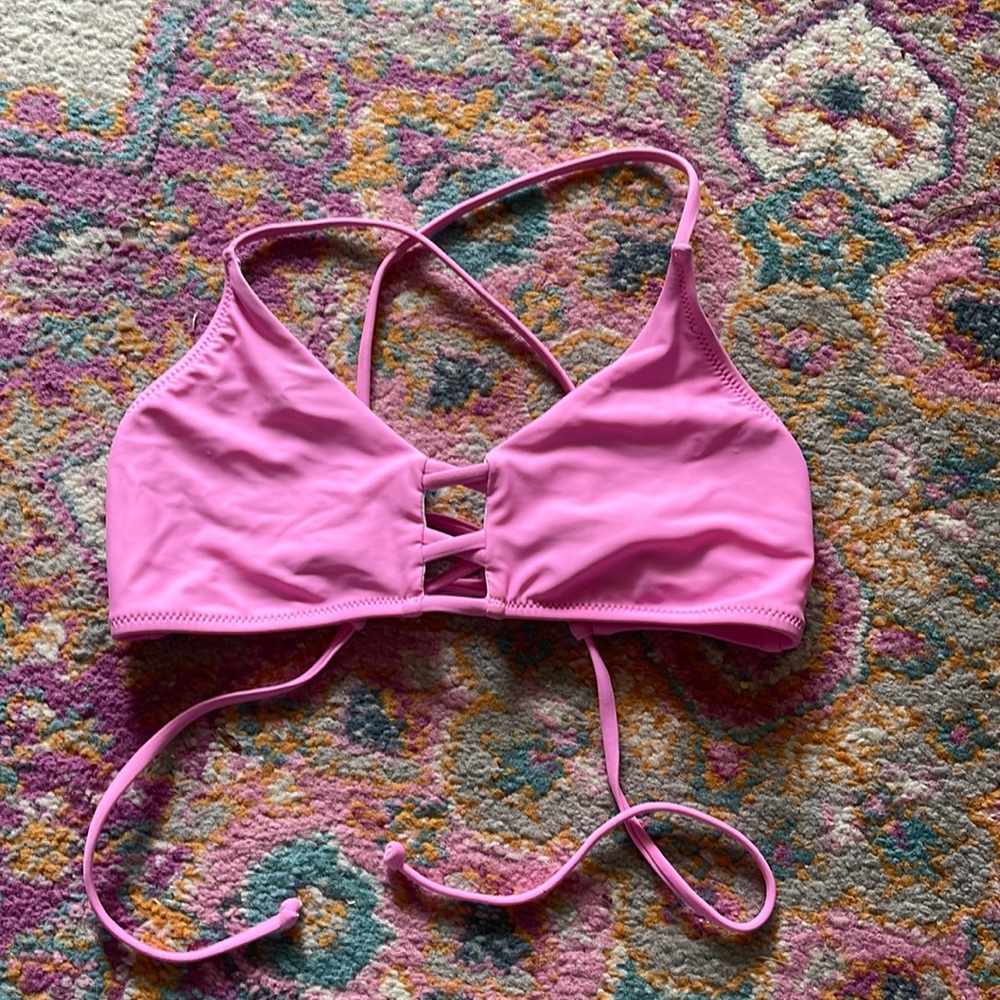 Pink cross back bikini top no tags or pads size small worn once